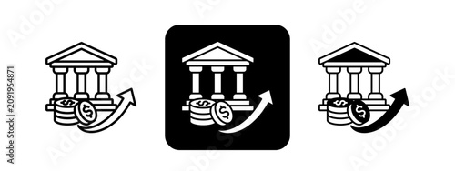 Φωτογραφία Public Investment  Solid color and black line drawing vector illustration set