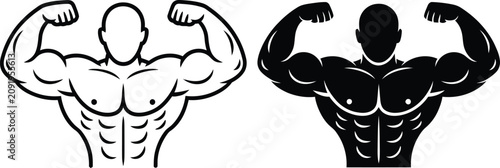 Photos Muscular torso and arms fitness icon set for workout concept with bodybuilder st