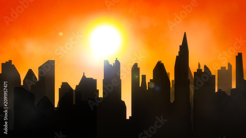 hot weather in city, scorching summer day in heat wave