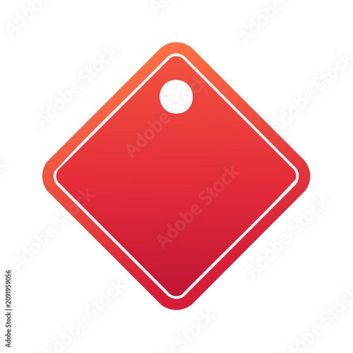 Red diamond shape with a hole and white outline