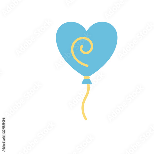 Blue Heart Balloon with Yellow Swirl