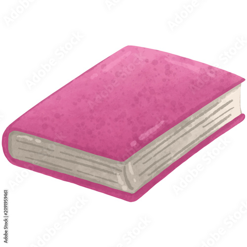 Closed pink book illustration watercolor