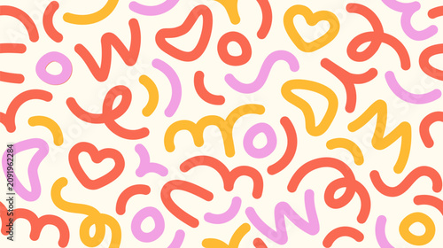 Seamless abstract pattern in doodle style. Endless background, confetti textu...