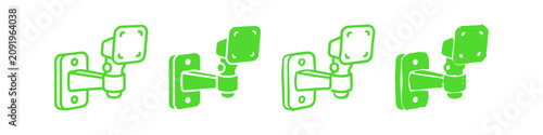 Bild auf Leinwand Four green surveillance camera icons in varied line weights