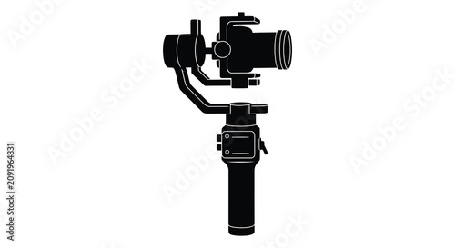 Tableau sur toile Camera gimbal stabilizer in black silhouette against a white background filmmaki