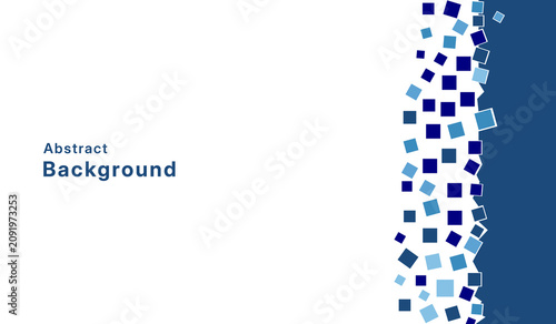 Cuadro en lienzo Modern blue abstract geometric vector background with mosaic square accents and spacious copy area, ideal for business presentations, banners, flyers, and web templates