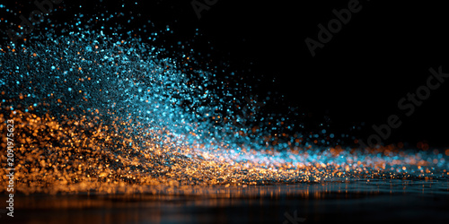 Sparkling Light Particles Against Dark Background