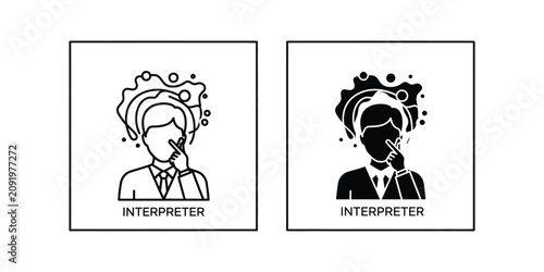 Fotografía Interpreter set with speech bubble concept for language translation and communic