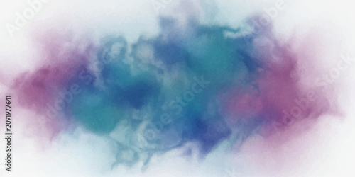 Bild auf Leinwand Colorful wispy smoke or vapor cloud in purple, blue, and green hues drifts across a soft, ethereal background, creating a dreamy abstract effect