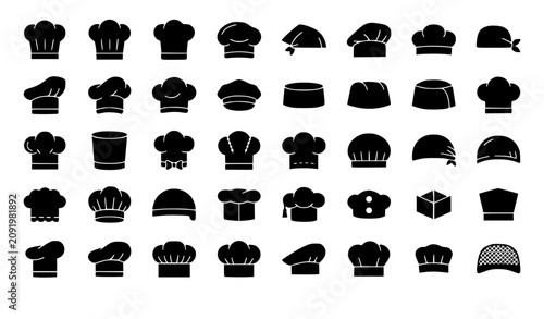 Photography Vector illustration set of diverse chef hats baker caps restaurant headwear and