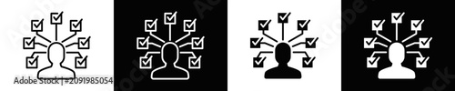 Multitasking icon set White And Black Background Style