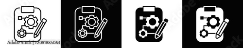 Project icon set White And Black Background Style