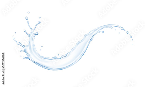 Transparent water splash. Pure liquid flow. Vector illustration.
