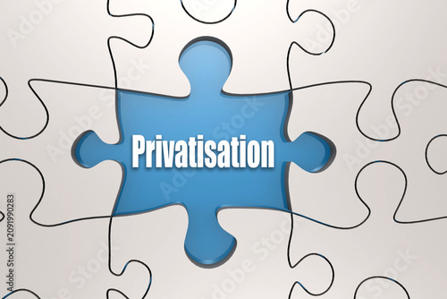 Obraz na plátně Privatisation word on jigsaw puzzle