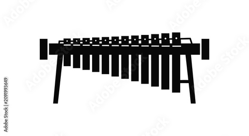 Foto Musical instrument marimba in black silhouette against a white background xyloph