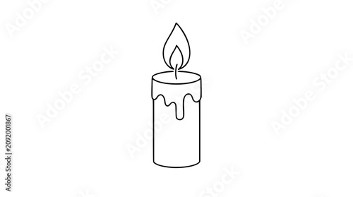 Tableau sur toile Clean lit candle vector icon, hand-drawn minimalist line illustration of drippin