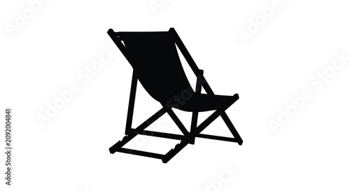 Black Beach Chair Silhouette On White Background A Minimalist Design folding
