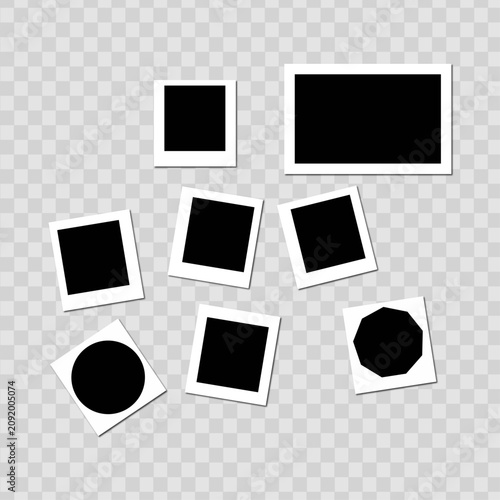Scattered photo frames with transparent background for design and mockups