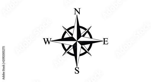 Foto Compass rose with cardinal directions a black silhouette navigation orientation
