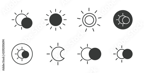Eclipsed Sun and Moon Minimal Line Icon Pack