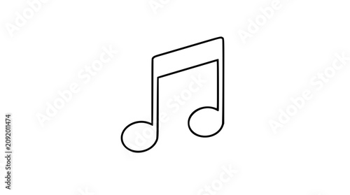 Fotografie Bold hand-drawn double music note vector icon illustration with clean outline, c