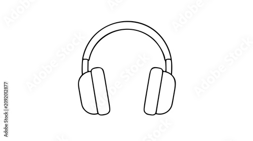 Foto Headphones vector icon in clean hand-traced outline style, minimalist audio acce