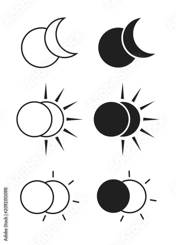 Eclipsed Sun and Moon Overlap Icon Pack
