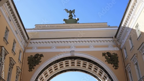 Architectural elements of Palace Square in St. Petersburg, June 10, 2026. Slow-motion footage.