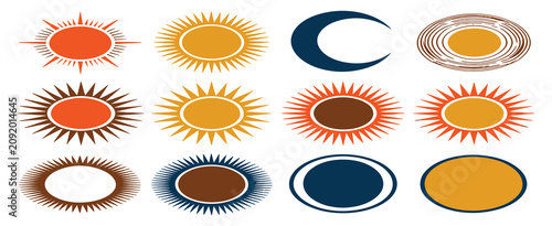 Bild auf Leinwand Boho Celestial Sun and Moon Icon Vector Set Featuring Mystical Retro Sunburst an