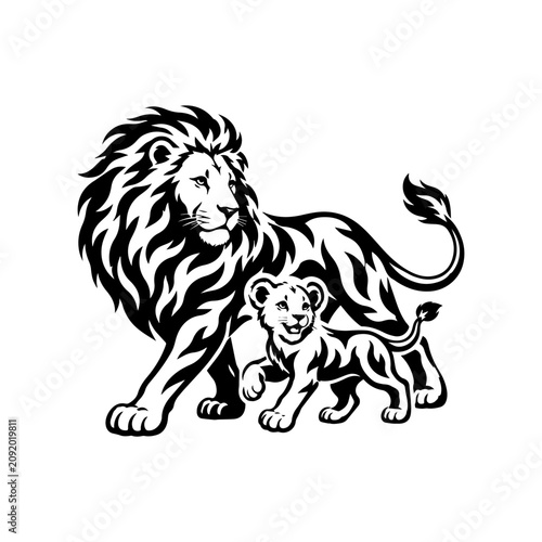 Lion with Cub Vector