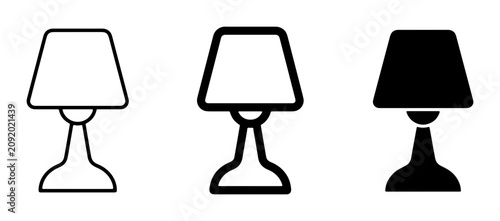 Cuadro en lienzo Table Lamp Icons, Desk Light Symbols, Lighting Fixture Vector Graphics, Set of 3