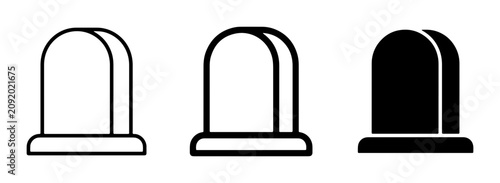 Foto Three Tombstone Icons, Gravestone Vector Graphics, Cemetery Monument Symbols, Me
