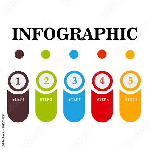colorful infographic, numbered steps, unique template, diagram presentation