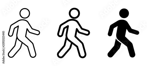 Принти на полотні Walking Man Icons, Silhouette and Outline Figures, Set of 3 Human Motion Graphic