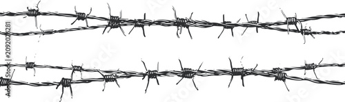 Photos Two horizontal barbed wire lines