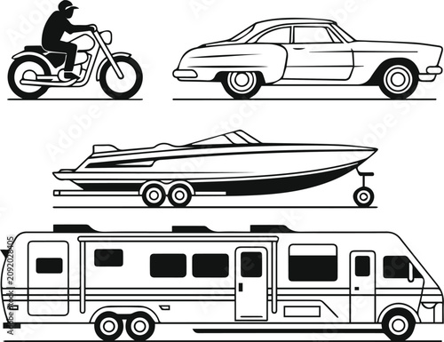 Tableau sur toile Speedboat Trailer Icon Boat Transport Marine Vehicle