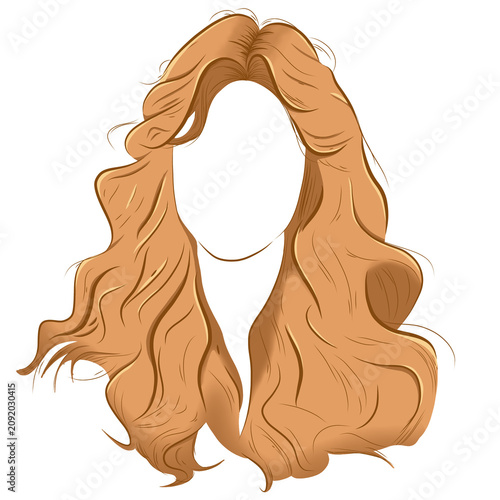 Long wavy light brown female hairstyle illustration isolated on transparent background 