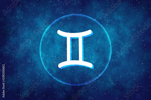 Gemini Astrology on a Galaxy Background
