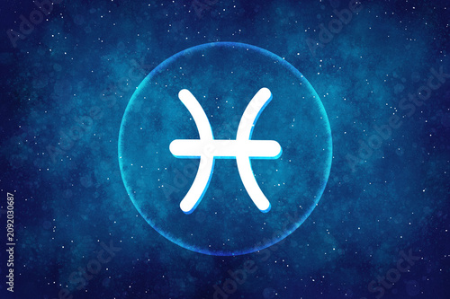 Pisces zodiac sign on a galaxy background
