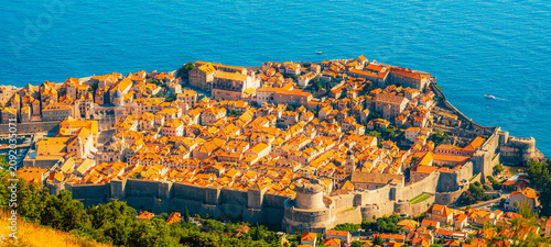 Obraz na plátně Dubrovnik old town and Lokrum island from Mount Srd observation point, Dalmatia, Croatia