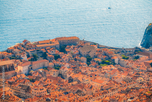 Fotografie Dubrovnik old town and Lokrum island from Mount Srd observation point, Dalmatia, Croatia