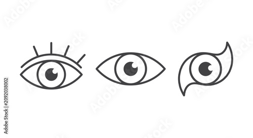 Minimalist Eye Vector Icon Set with Eyelashes and Abstract Creative Style