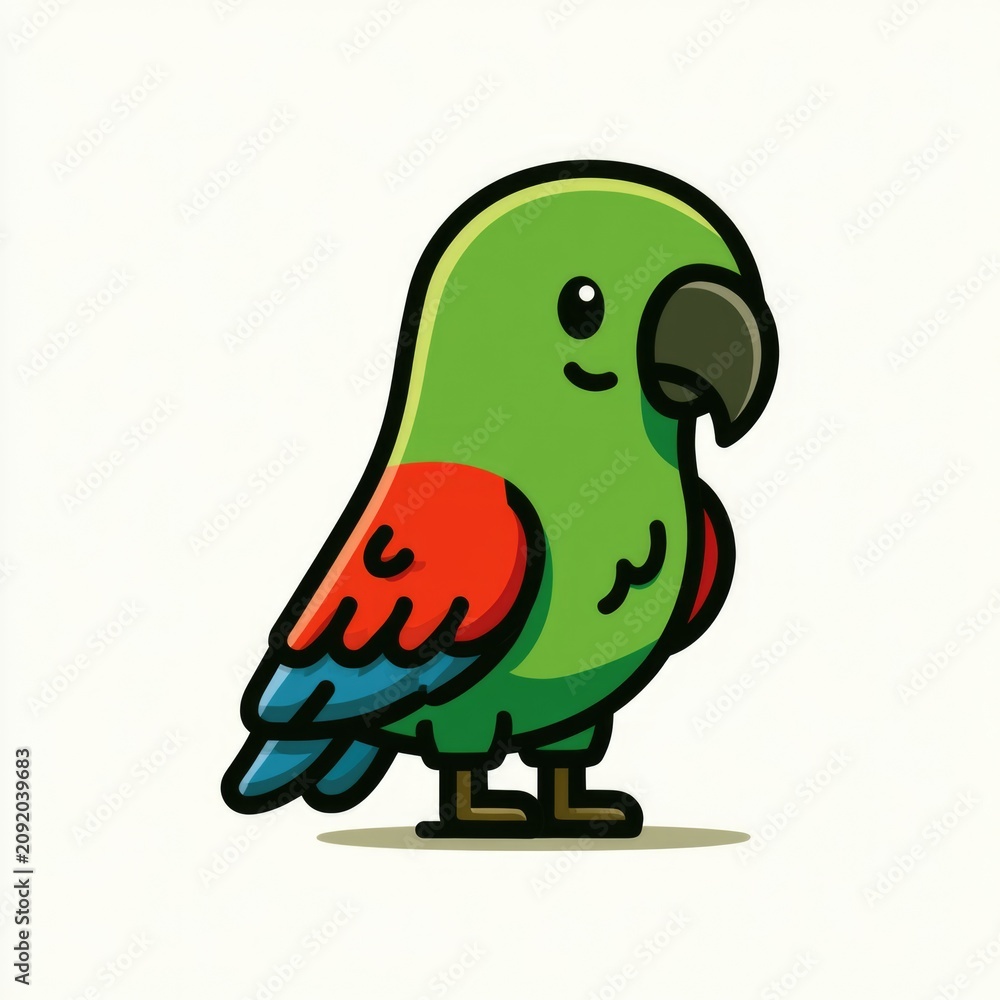 Fototapeta premium Cute eclectus parrot doodle illustration for children