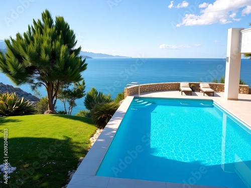 Serene seaside villa with private pool and stunning sea views, tranquility, relaxation