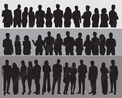 group of business people different set silhouette 