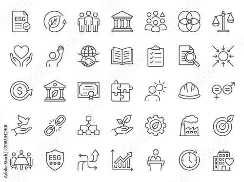 Konstfotografi Environmental social and governance esg corporate concept line icons