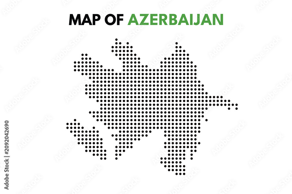 Obraz premium Map of Azerbaijan dotted outline illustration vector graphic for travel and geo