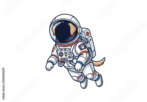 Fotografía white dog astronaut floating white png on transparent background