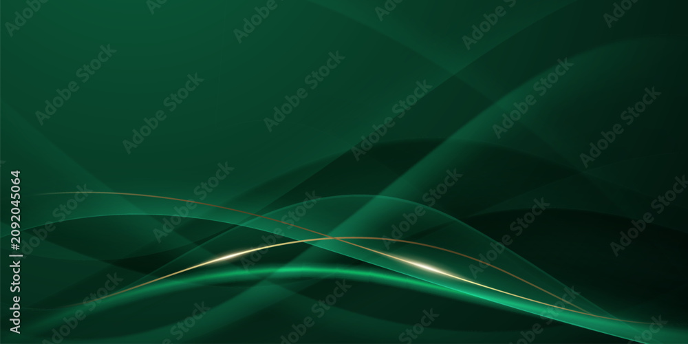 Fototapeta premium green abstract background design with elegant golden elements vector illustration