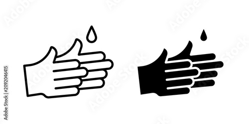 Cuadro en lienzo Wash your hands icon in solid fill style, displayed on a white background in black color